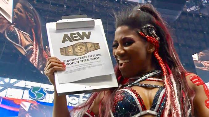 Athena celebrates winning the Women’s Casino Gauntlet at AEW All In: Texas 2025 in Globe Life Field