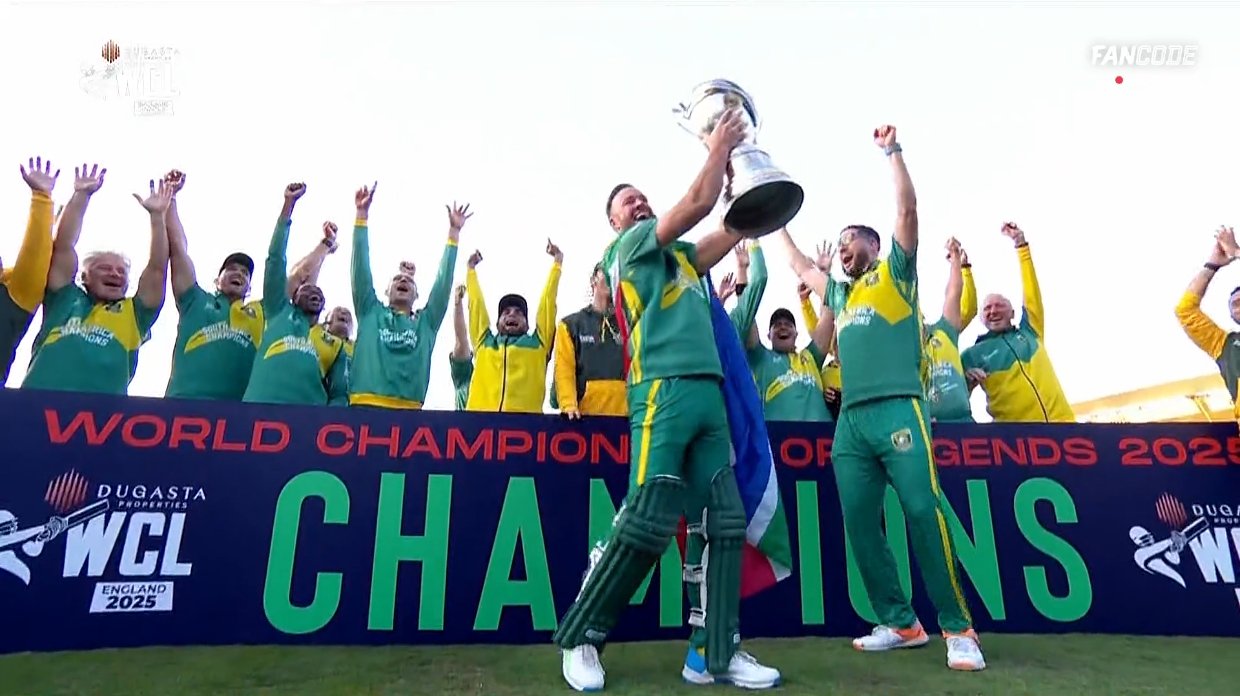 WCL 2025 फाइनल में एबी डिविलियर्स की ऐतिहासिक शतकीय पारी।