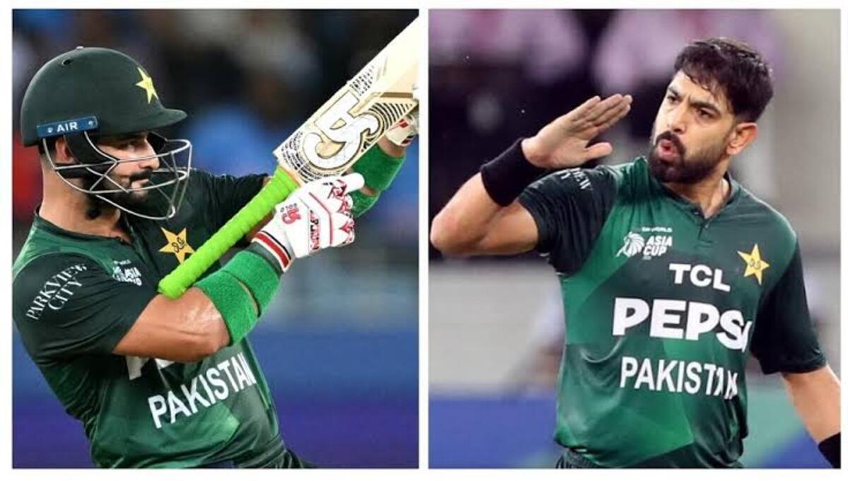 हारिस रऊफ और साहिबजादा फरहान अपने विवादित जश्न के दौरान।