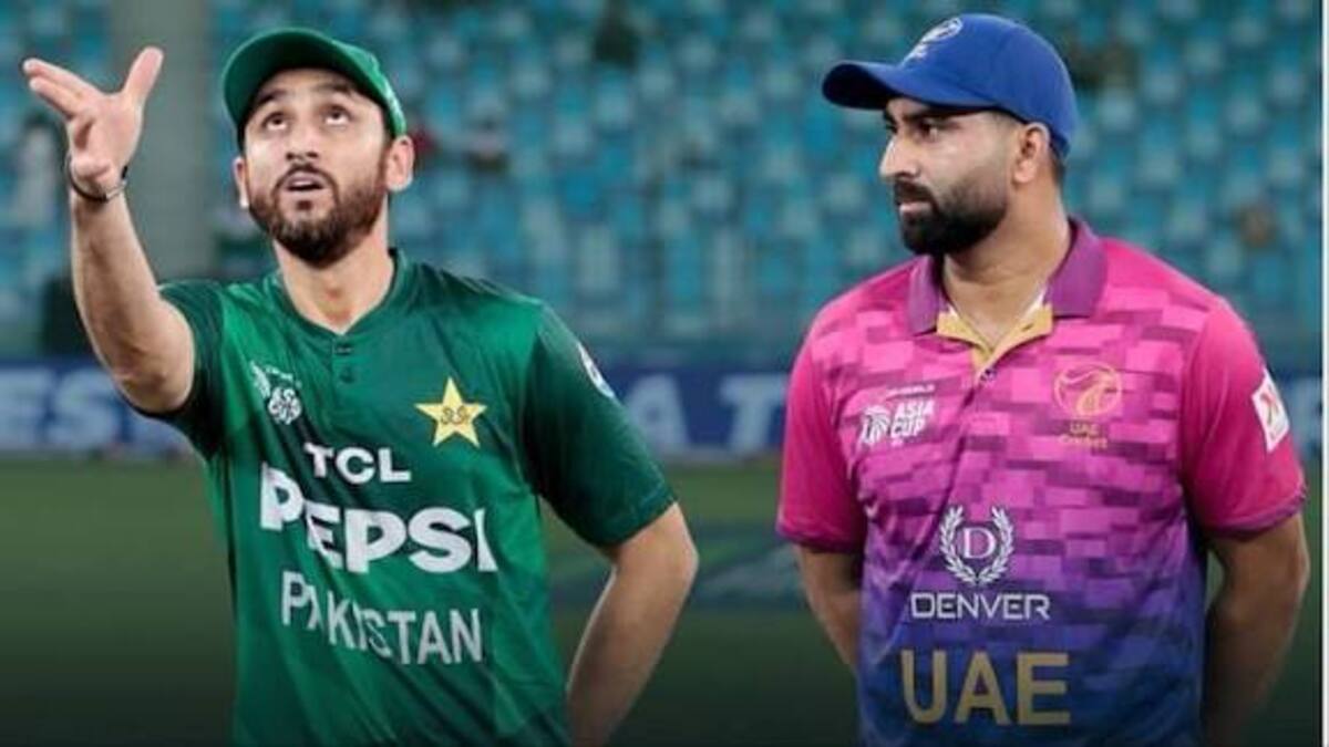 A lone Pakistan fan waits in the stands during the delayed Pakistan vs UAE Asia Cup 2025 match.