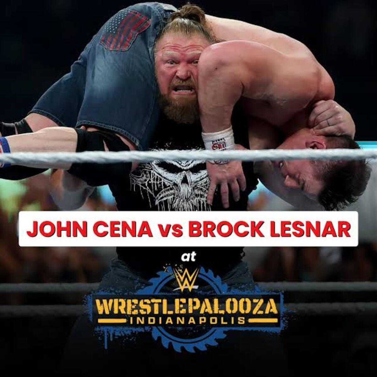 A promotional graphic for the final John Cena vs Brock Lesnar match at WWE Wrestlepalooza.