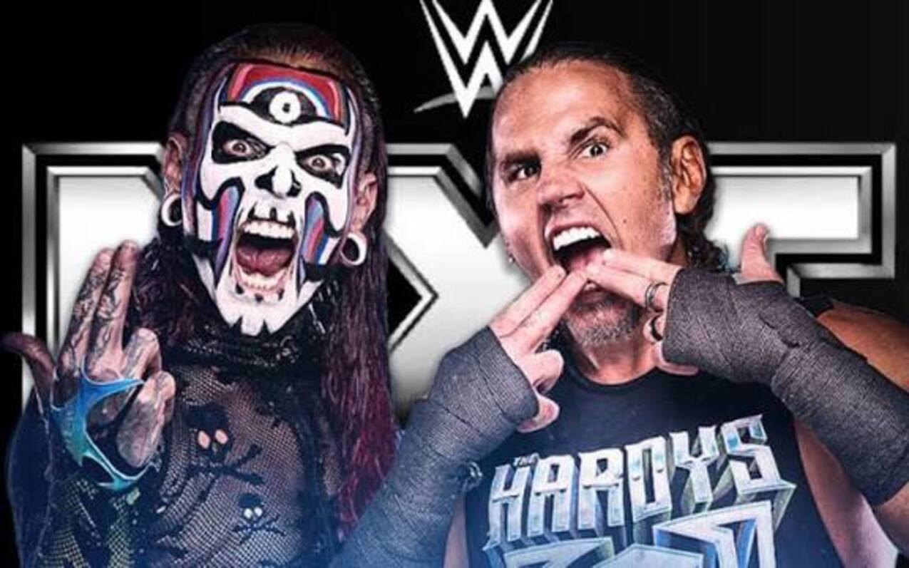 मैट हार्डी और जैफ हार्डी WWE रिंग में एक साथ पोज़ देते हुए।